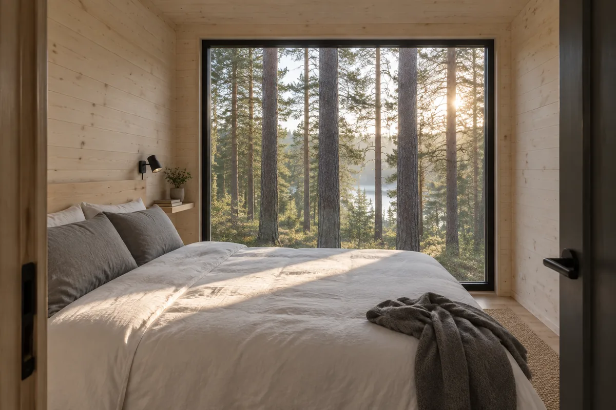 The attic bedroom with a roof window
